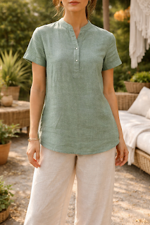 Sage Green Short Kurti with White Linen Trousers Styling Idea 2026