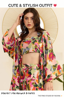 Pink Printed 3-Piece Co-Ord Set with Shrug for Brunch Outfits