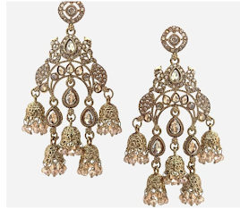 BFC Gold Plated Geometric Modern Jhumka Earrings