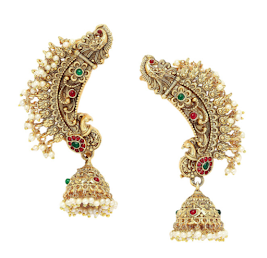 KARATCART Traditional Peacock Design Gold Jhumka