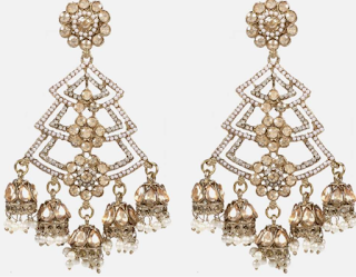 Zarmar Fashion White Beaded Dome Shaped Jhumka