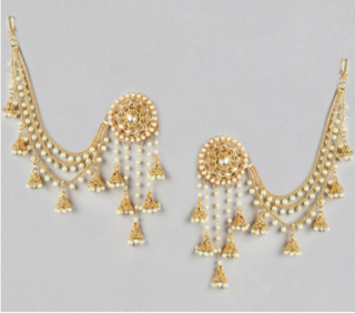 Aadvik Designs Contemporary Gold Jhumka with Chain